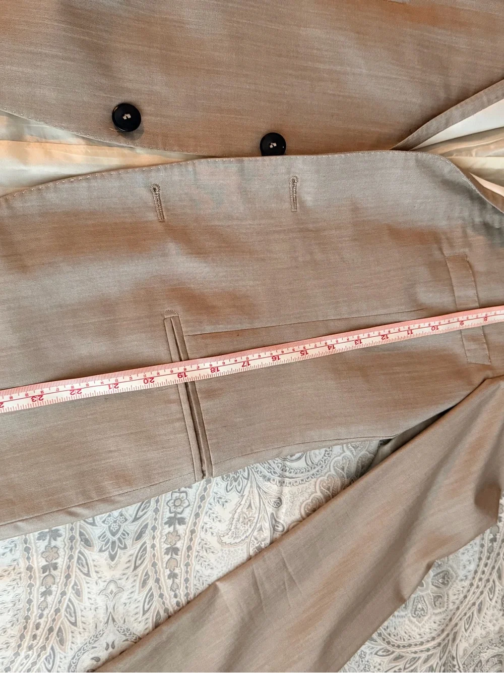TONELLO Men's Taupe 2 piece suit with White Trim and tuxedo lapel